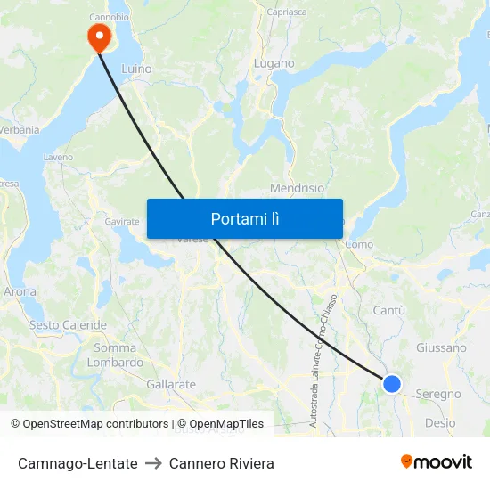 Camnago-Lentate to Cannero Riviera map