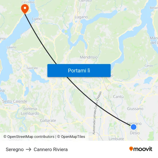 Seregno to Cannero Riviera map