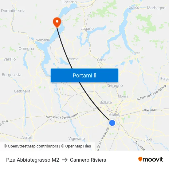P.za Abbiategrasso M2 to Cannero Riviera map