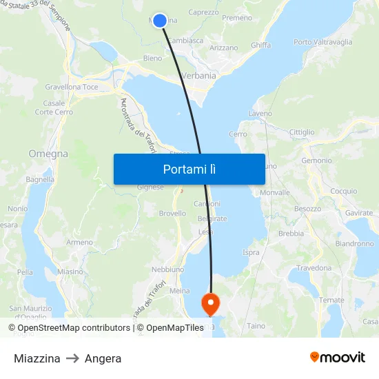 Miazzina to Angera map