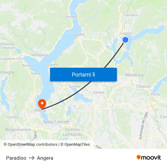 Paradiso to Angera map