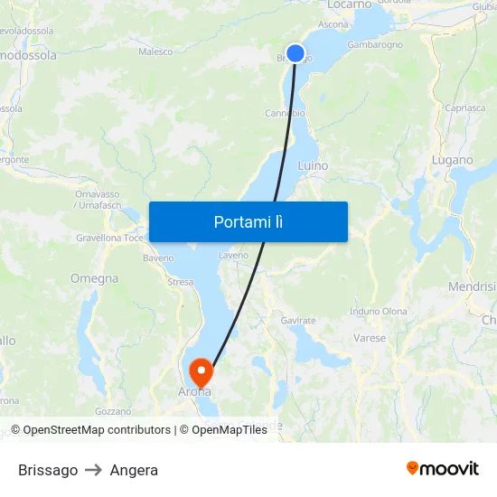 Brissago to Angera map