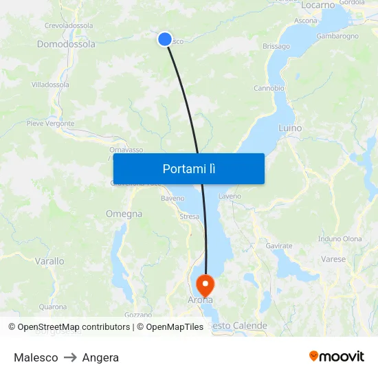 Malesco to Angera map