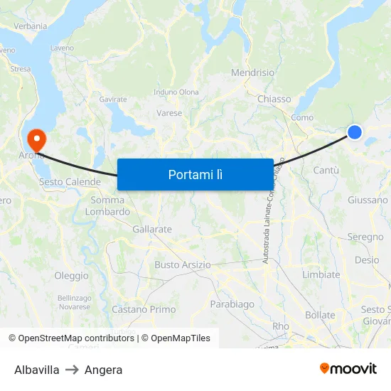 Albavilla to Angera map