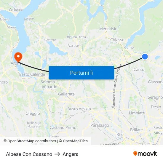 Albese Con Cassano to Angera map