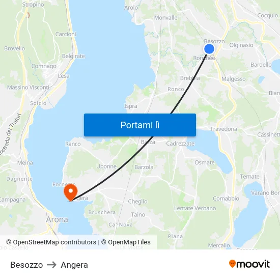 Besozzo to Angera map