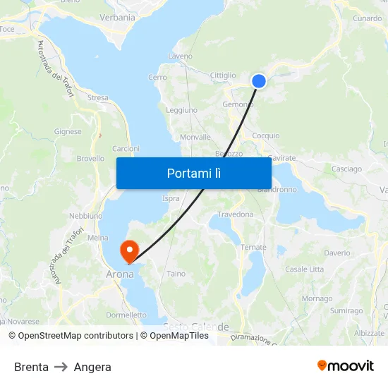 Brenta to Angera map