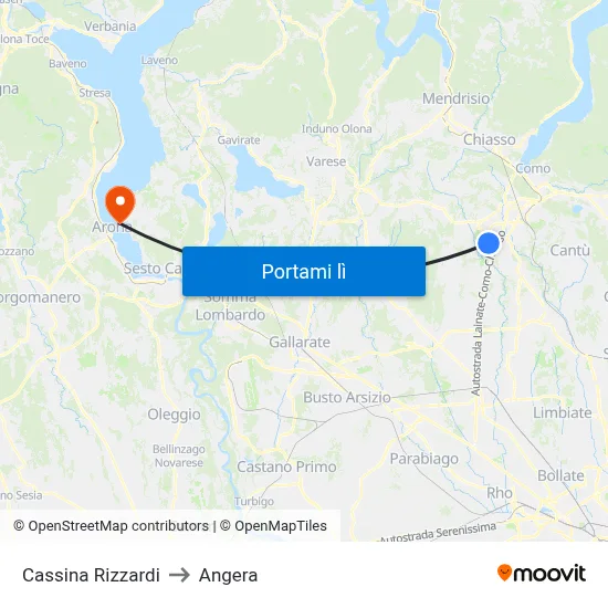 Cassina Rizzardi to Angera map