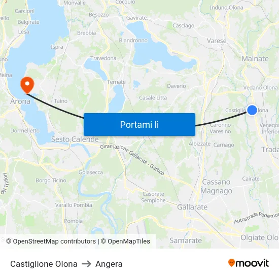 Castiglione Olona to Angera map