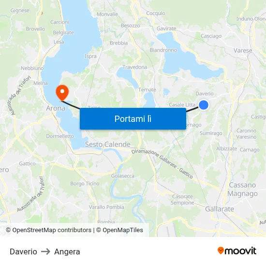 Daverio to Angera map