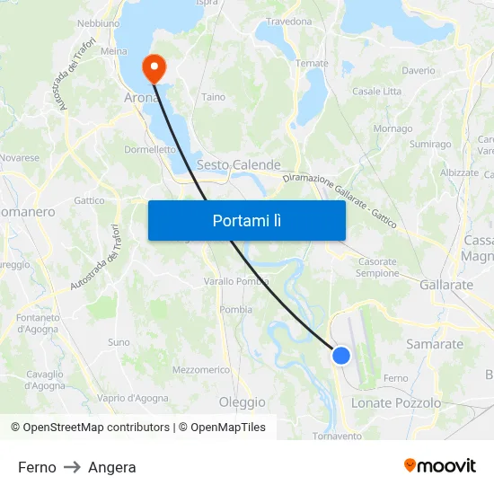 Ferno to Angera map