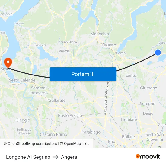 Longone Al Segrino to Angera map