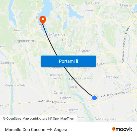 Marcallo Con Casone to Angera map