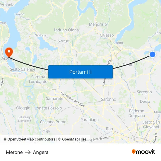 Merone to Angera map