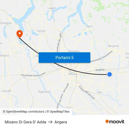 Misano Di Gera D' Adda to Angera map