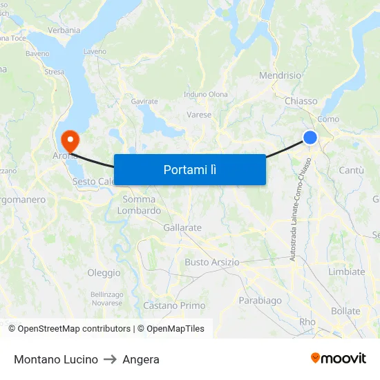Montano Lucino to Angera map