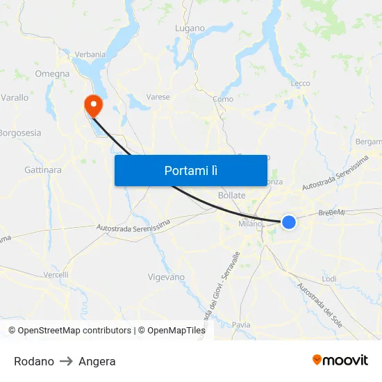 Rodano to Angera map