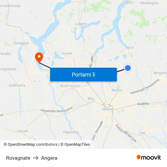 Rovagnate to Angera map