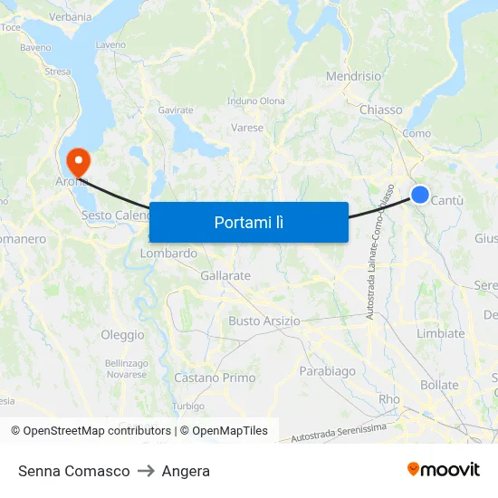 Senna Comasco to Angera map