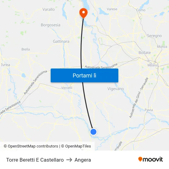 Torre Beretti E Castellaro to Angera map