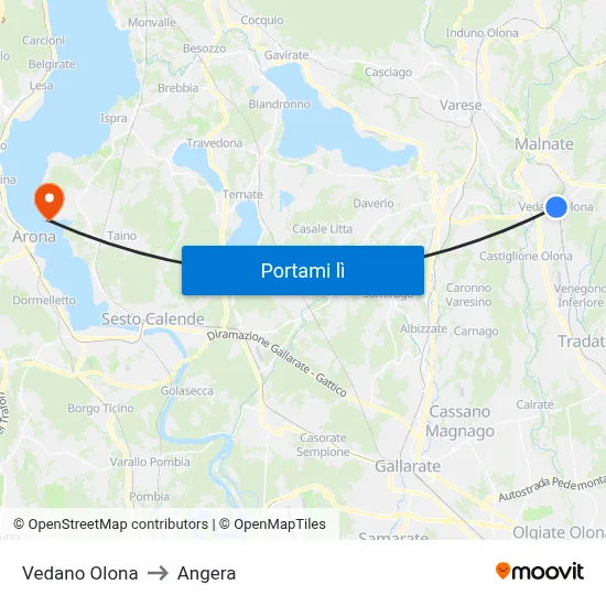 Vedano Olona to Angera map
