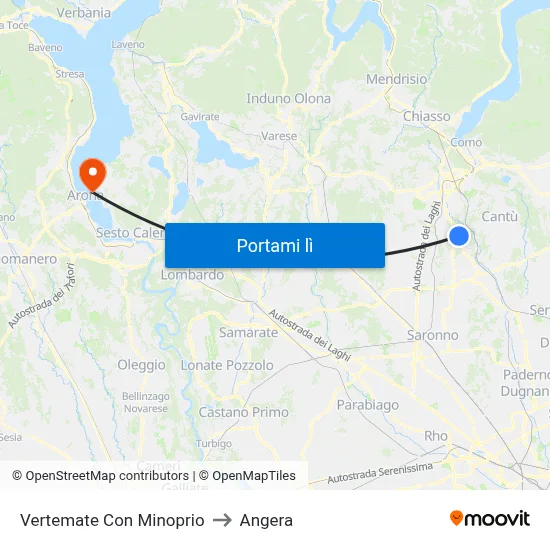 Vertemate Con Minoprio to Angera map