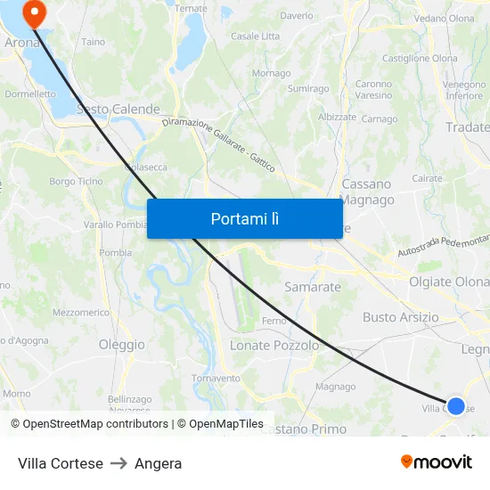 Villa Cortese to Angera map