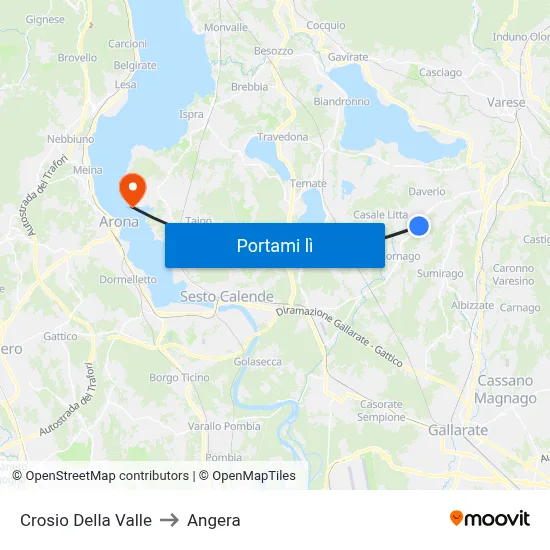 Crosio Della Valle to Angera map