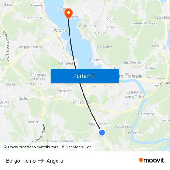 Borgo Ticino to Angera map