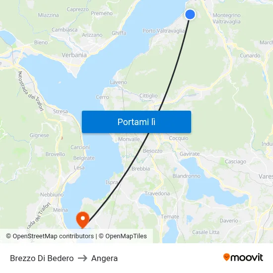 Brezzo Di Bedero to Angera map