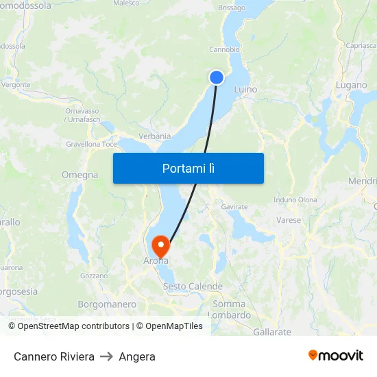 Cannero Riviera to Angera map