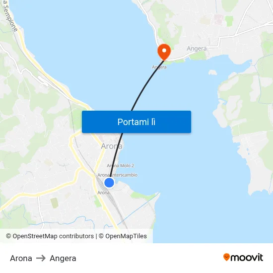Arona to Angera map