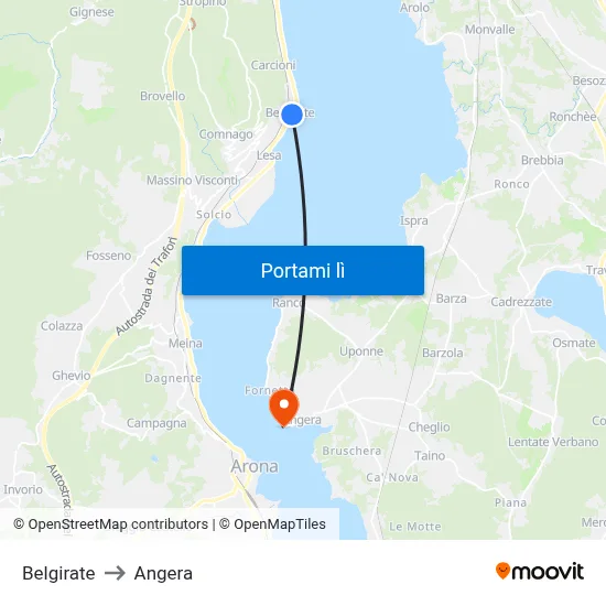 Belgirate to Angera map