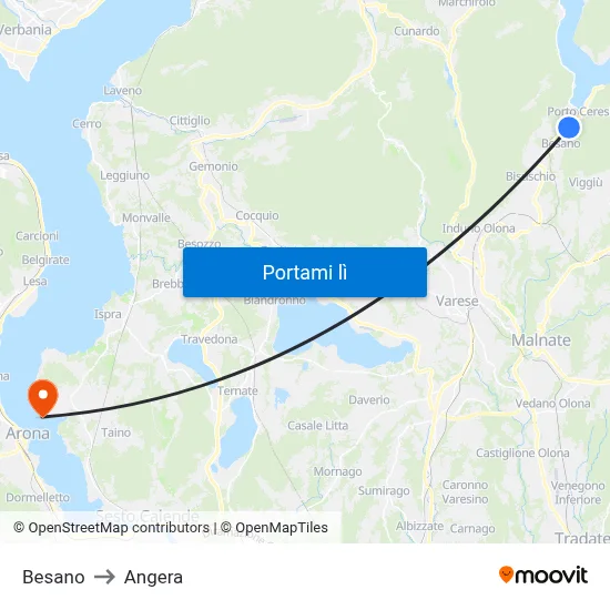 Besano to Angera map