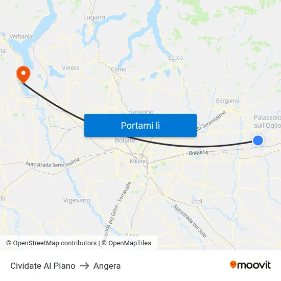 Cividate Al Piano to Angera map