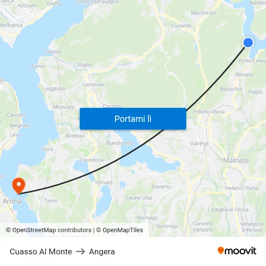 Cuasso Al Monte to Angera map