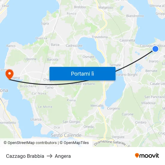 Cazzago Brabbia to Angera map