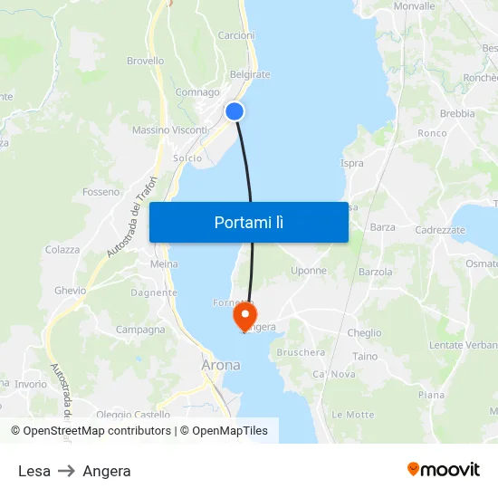 Lesa to Angera map