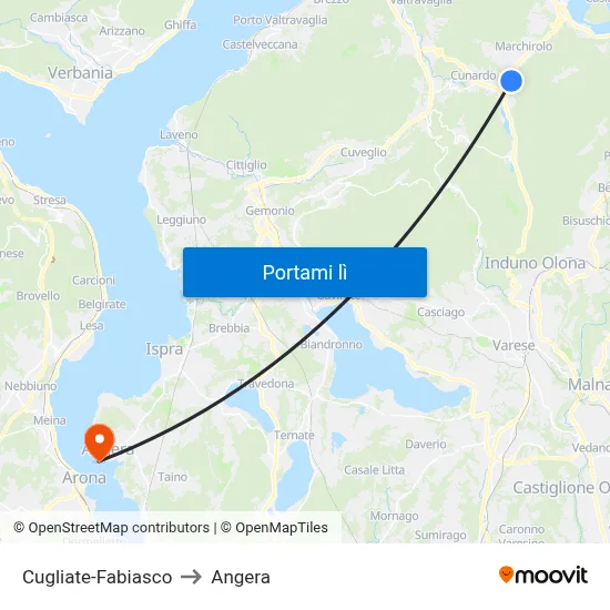 Cugliate-Fabiasco to Angera map