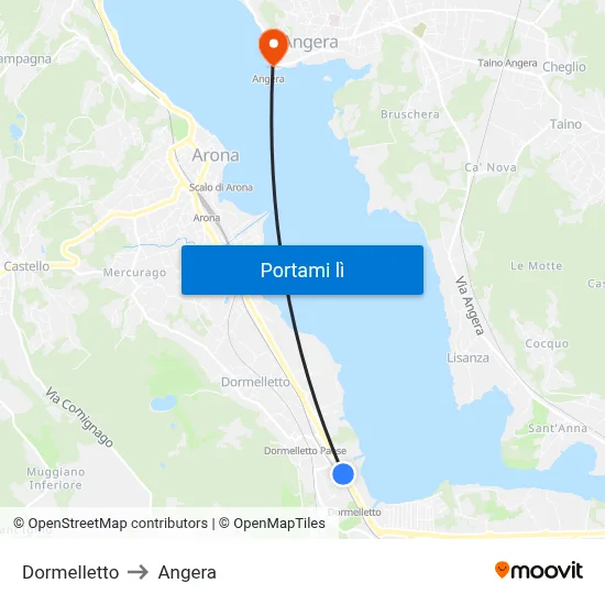 Dormelletto to Angera map