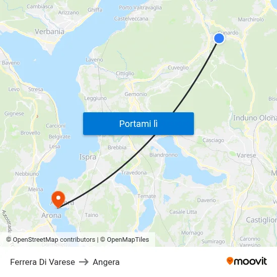 Ferrera Di Varese to Angera map