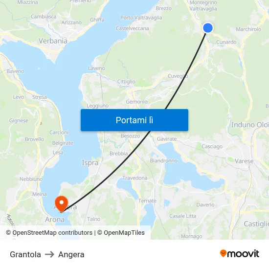 Grantola to Angera map