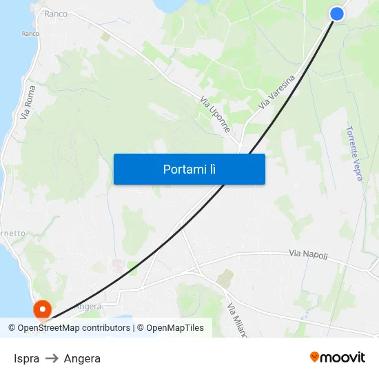 Ispra to Angera map