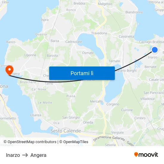 Inarzo to Angera map