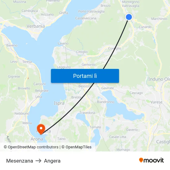 Mesenzana to Angera map