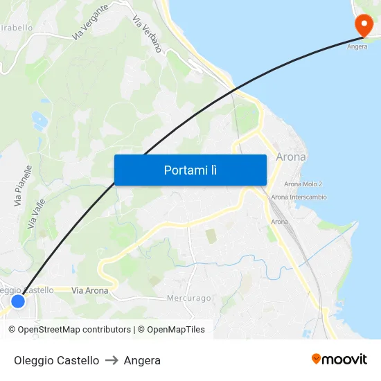 Oleggio Castello to Angera map