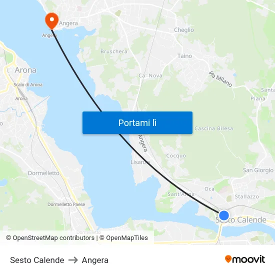 Sesto Calende to Angera map