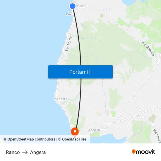 Ranco to Angera map