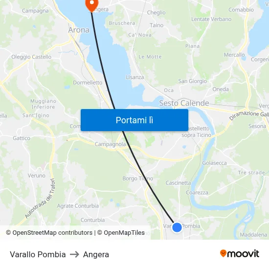 Varallo Pombia to Angera map