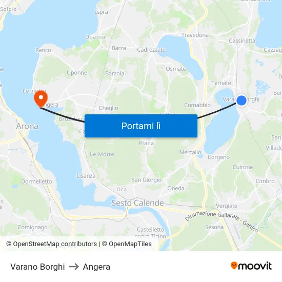 Varano Borghi to Angera map
